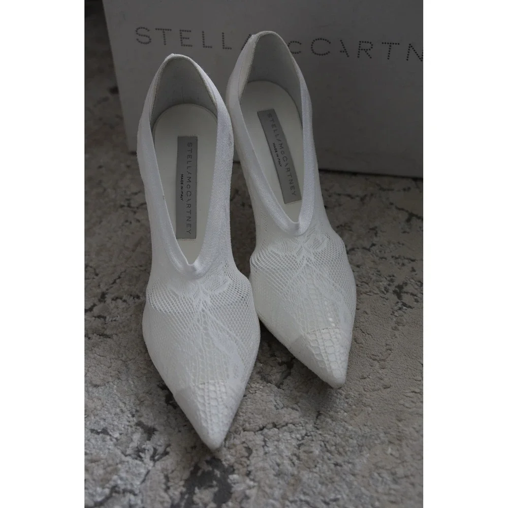 Stella McCartney White Lace Pointed Toe Stiletto‎ Heels Pumps Shoes